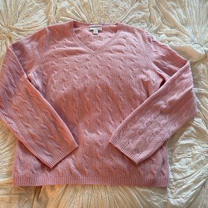Charter Club (Macy's) Pink 100% Cashmere V-Neck Sweater - M